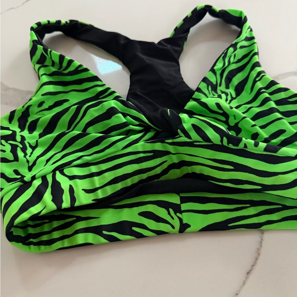 Vibrant Green and Black Zebra Print Top
